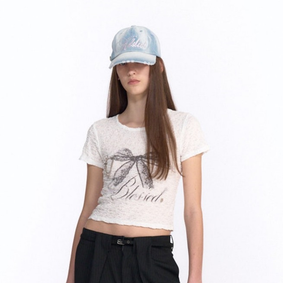2000archives BLESSED T (WHITE) 蝴蝶結 圖案 短袖