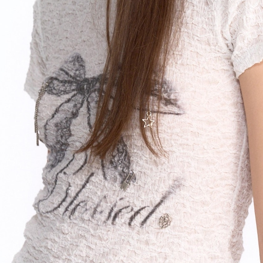 2000archives BLESSED T (WHITE) 蝴蝶結 圖案 短袖