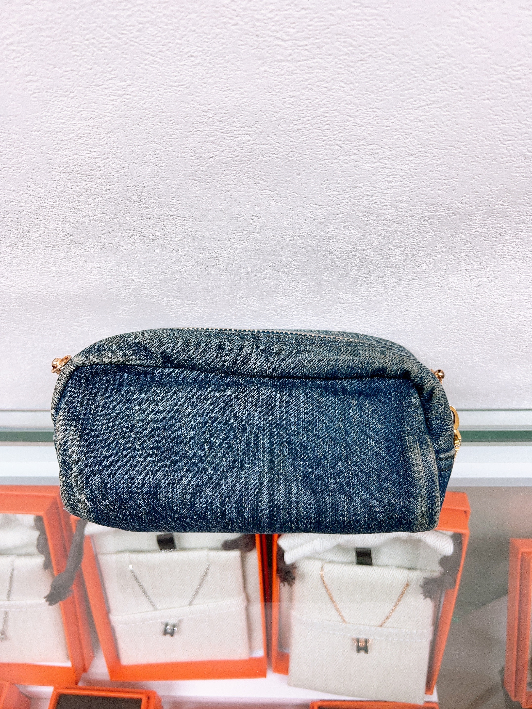 Prada denim pouch/ clutch