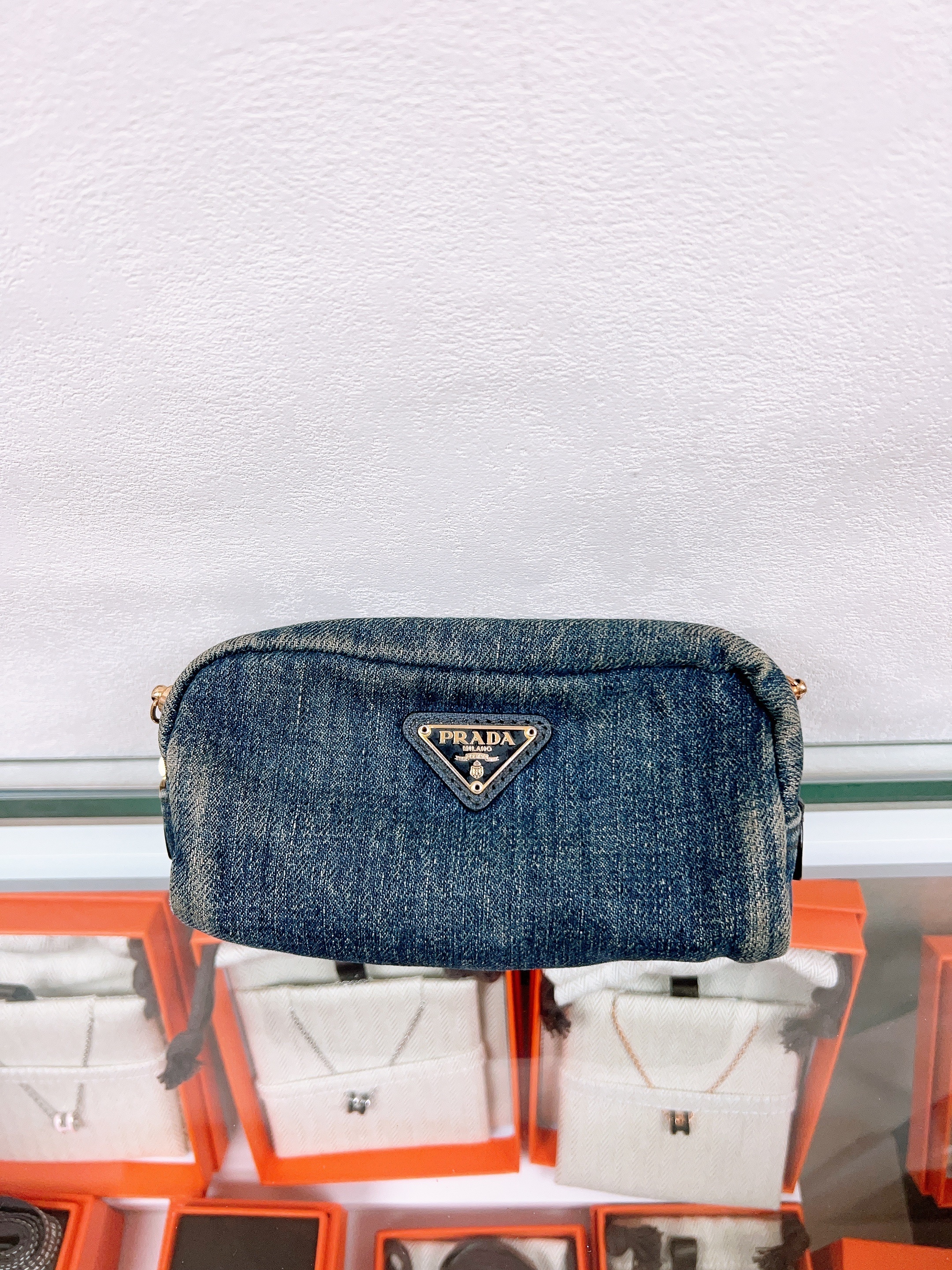 Prada denim pouch/ clutch