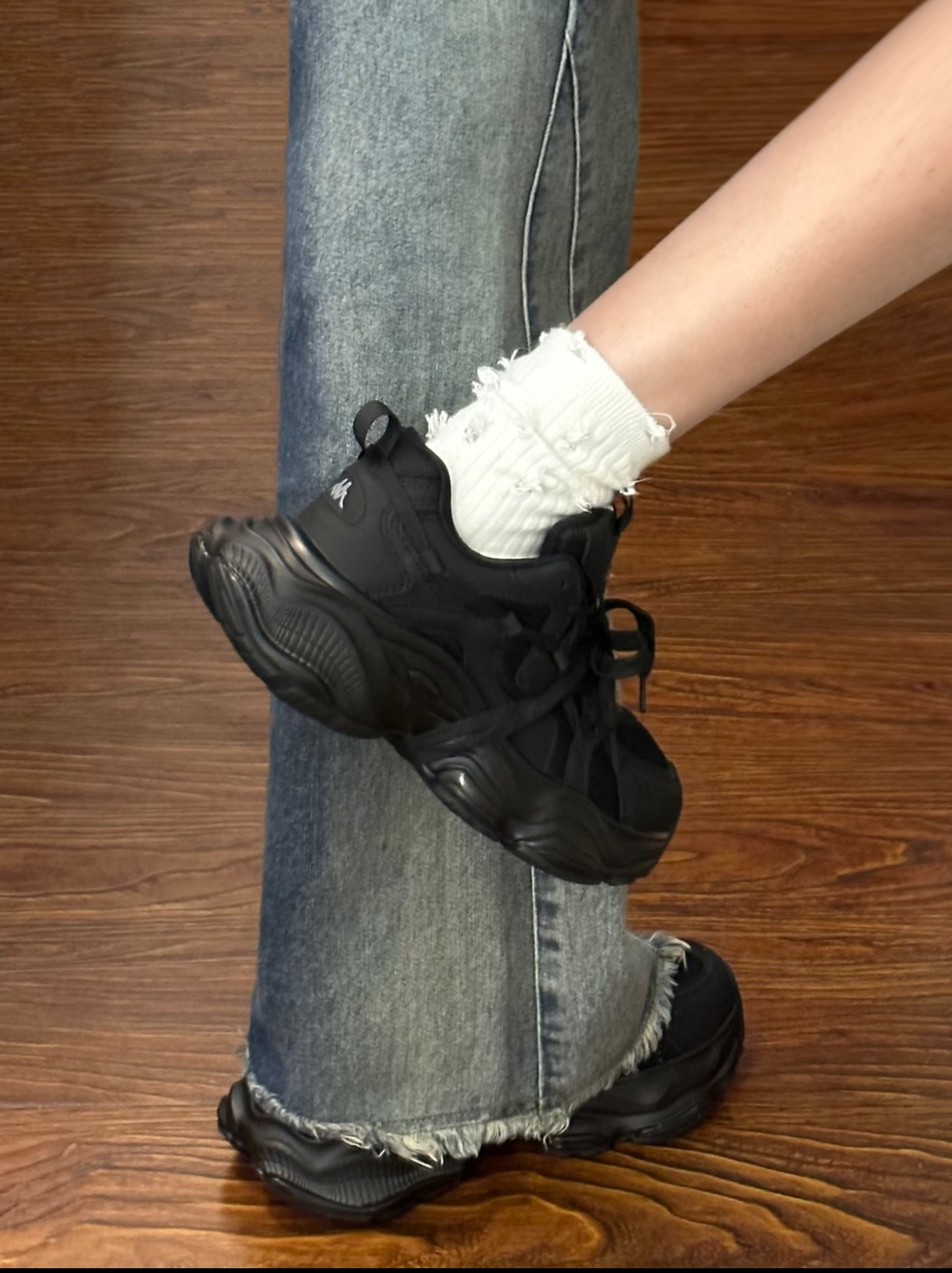 Kappa 綁帶厚底老爹鞋 全黑 黑色 黑武士 解構 雙鞋帶 厚底 老爹鞋/預購