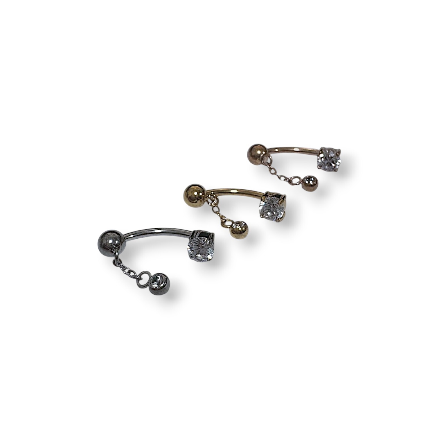 鋼眉環-四點鋯垂吊圓包小鋯 3色 (單支價)