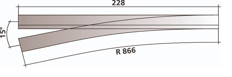 Tillig 85198 HO/HOm規 左岔(HO) 228mm