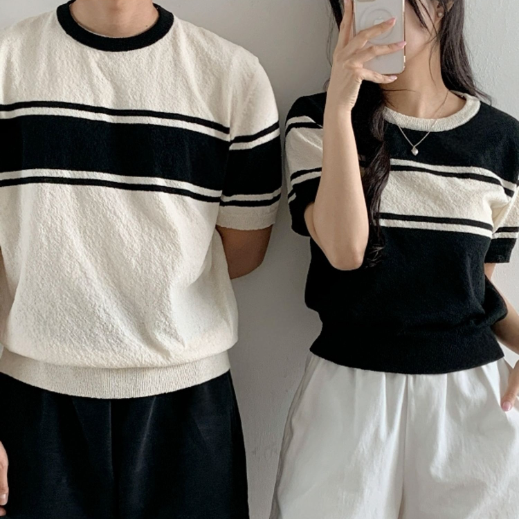 文青戀人針織情侶穿搭｜短版/基本版  (四色)