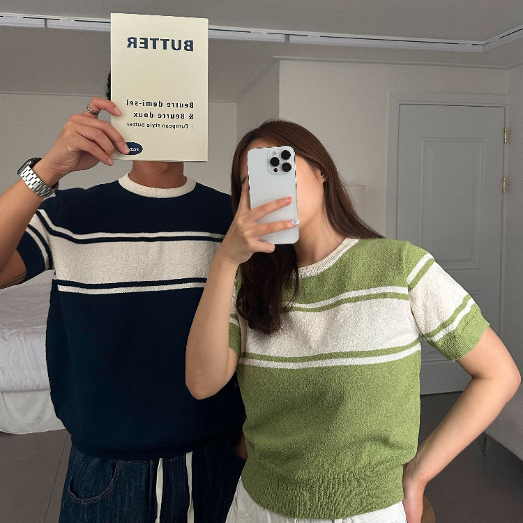 THankus 情侶裝｜文青戀人針織上衣四色展示