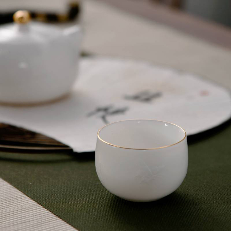 鹿港窯禮品館｜漢白玉精瓷隱雕蝶戀茶具組｜雅緻蝶影 典藏收納盒