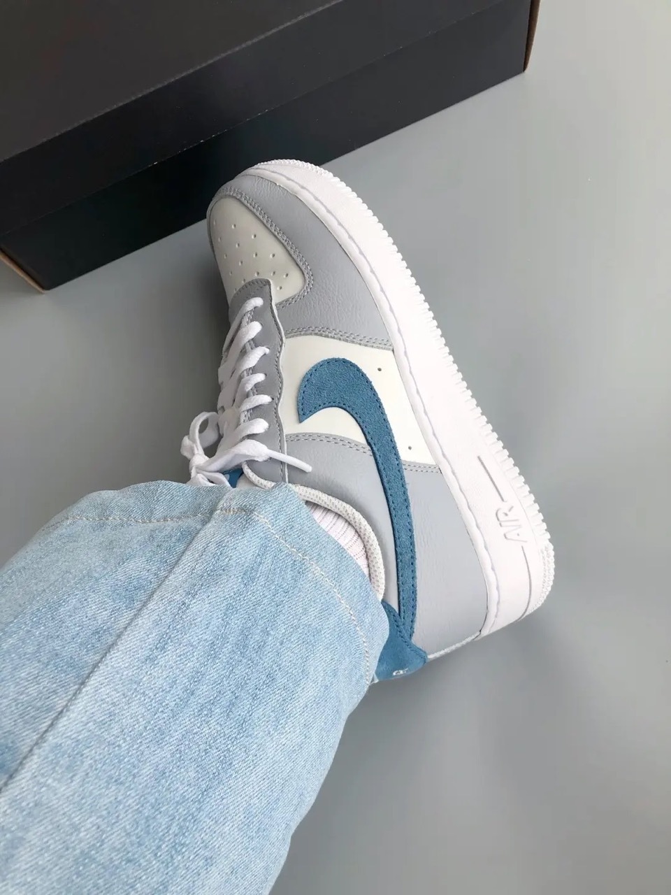 NIKE AIR FORCE 1 ‘07 LV8  AF1 霧霾藍灰 灰白 拼接 麂皮 仿皮革 男鞋 HV1795-141 / 預購