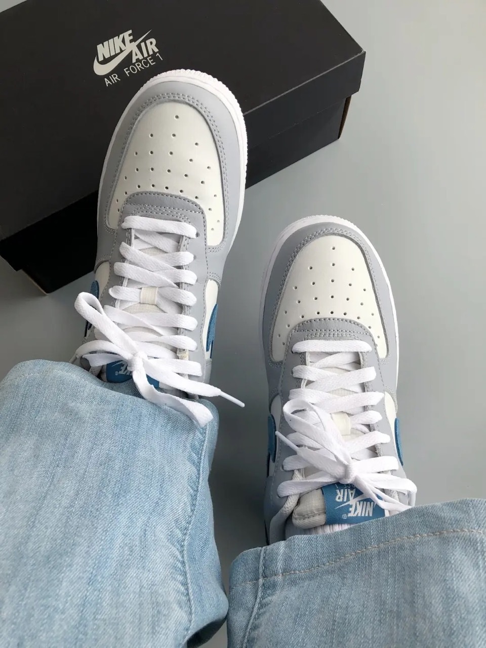 NIKE AIR FORCE 1 ‘07 LV8  AF1 霧霾藍灰 灰白 拼接 麂皮 仿皮革 男鞋 HV1795-141 / 預購