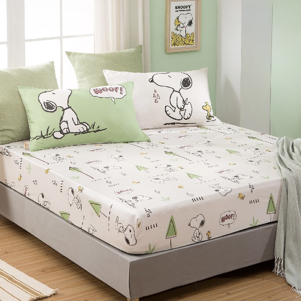 SNOOPY床包組 | 50支天絲 | SN508 森林泡泡