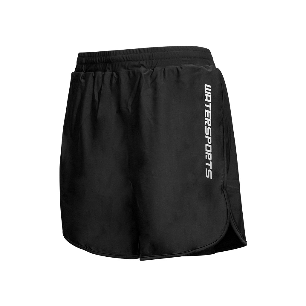 女士游泳沙灘短褲內襯中平腳泳褲 - 黑