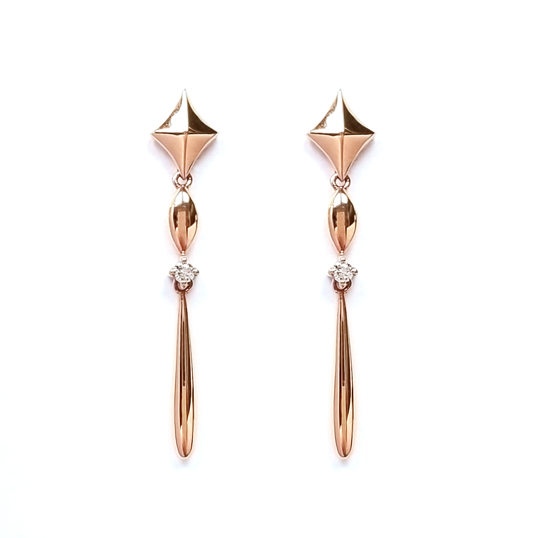 18K玫瑰金天然鑽石公主夢耳環