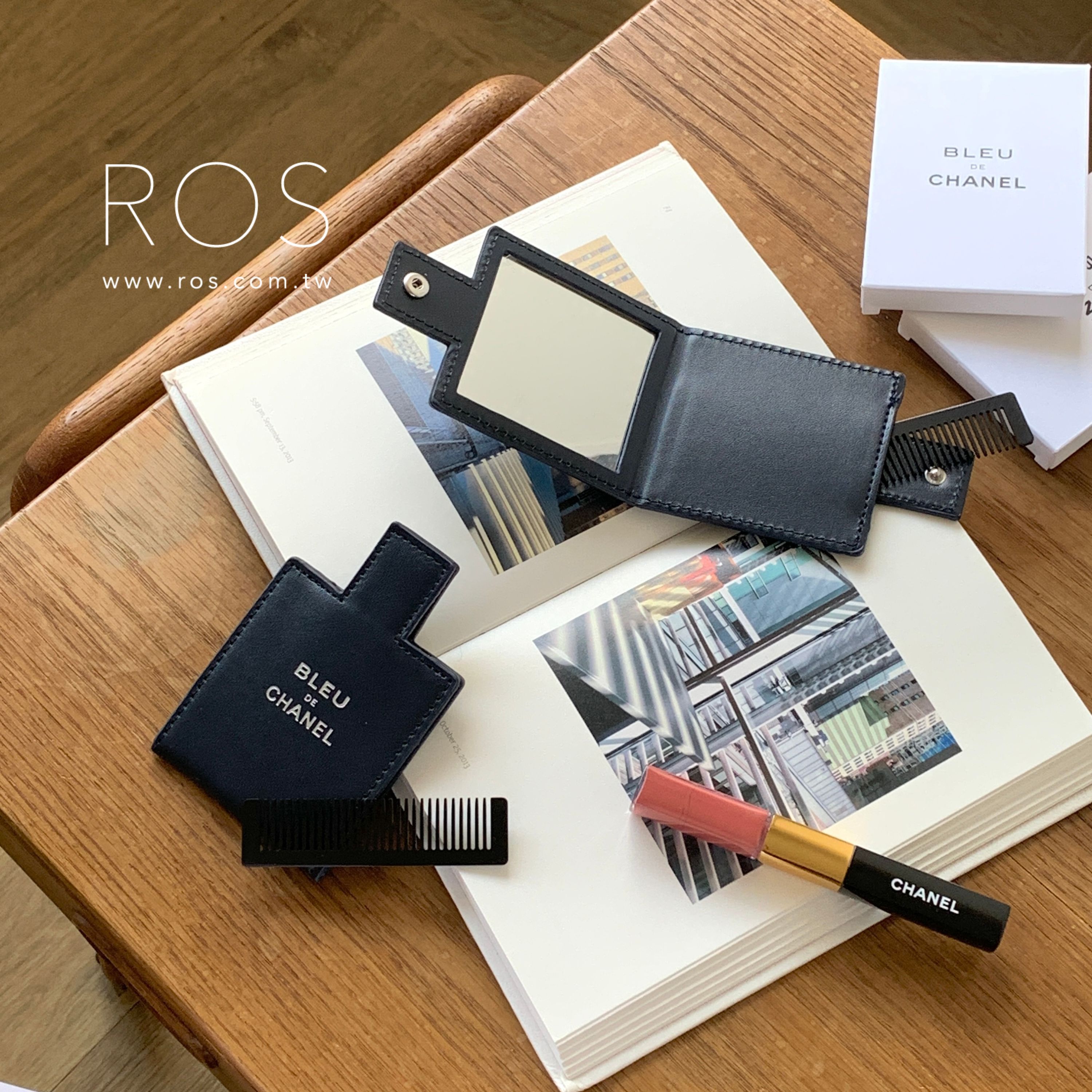 Chanel Bleu 隨身皮革鏡子組