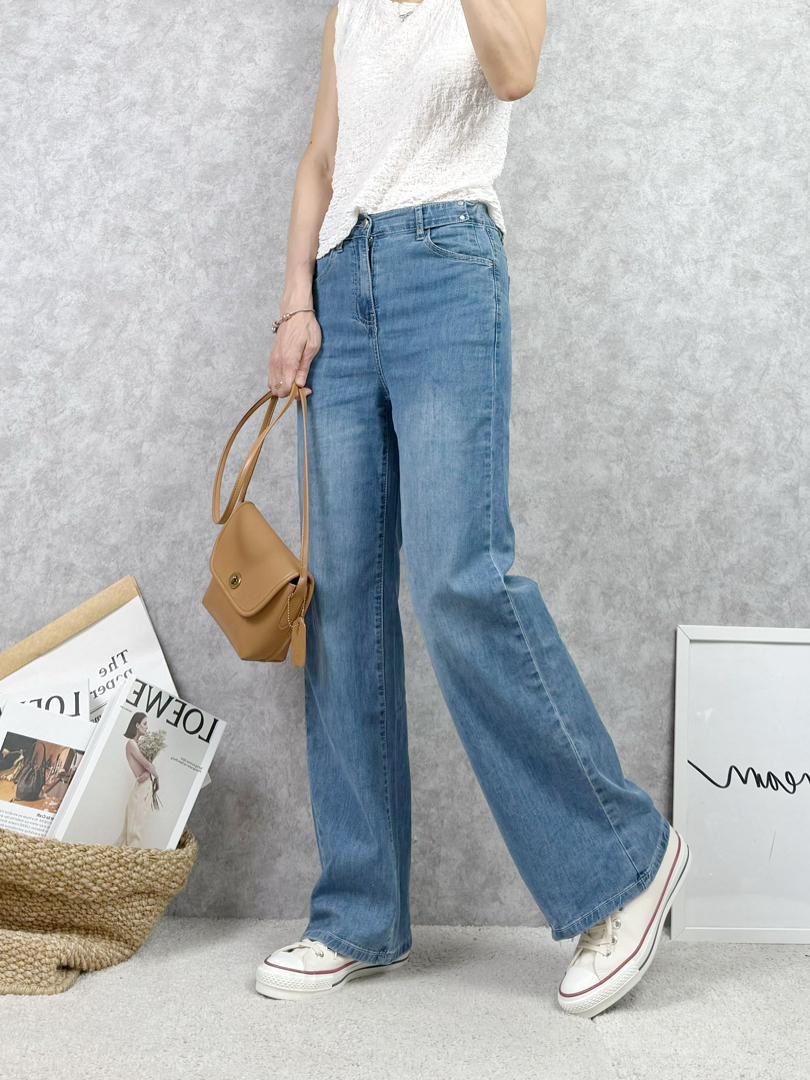 夏日感微刷色寬褲♡心情也跟著輕盈起來