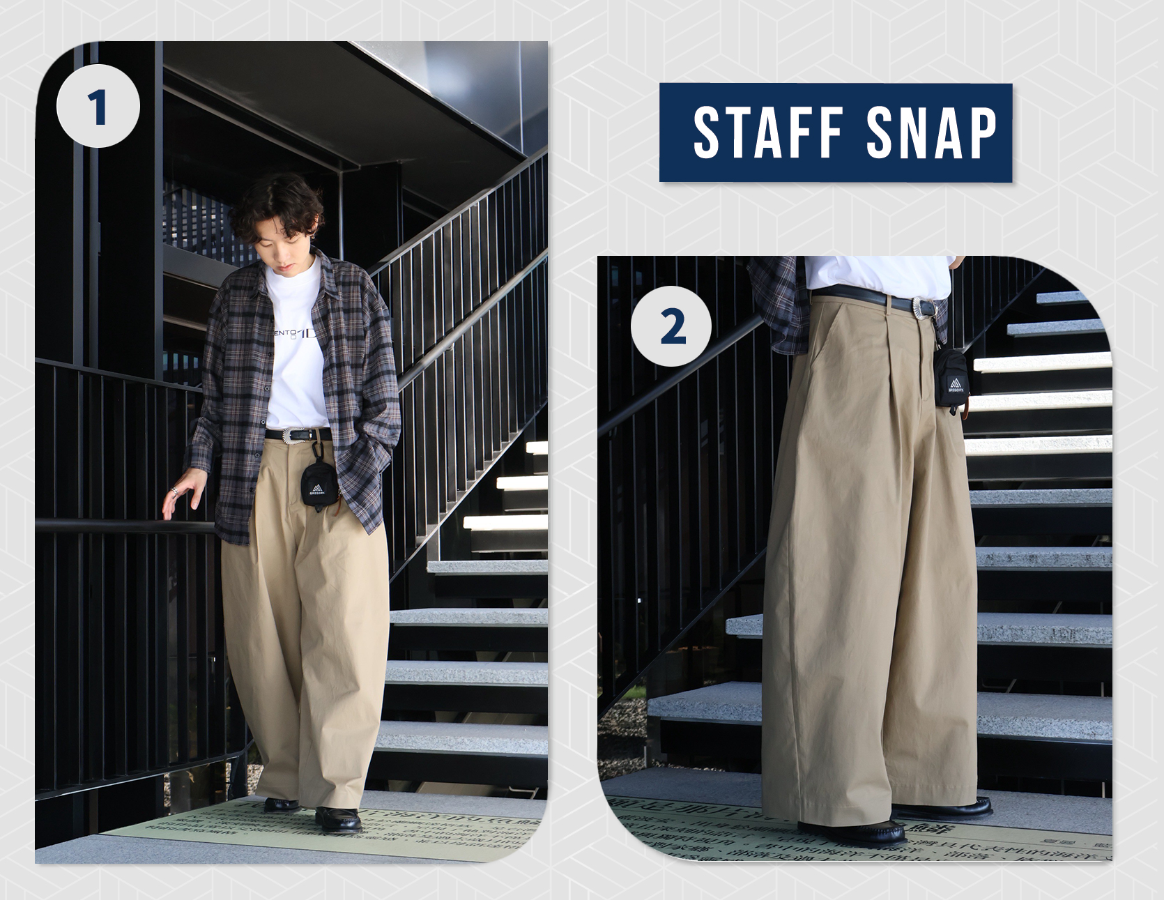 PUSHPUSH KHAKI PANTS ベージュ ワイドチノパンツ L PUSHPUSH KHAKI PANTS ベージュ ワイドチノパンツ L
