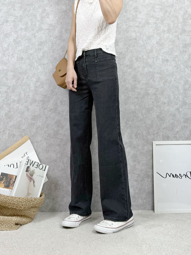 修身不緊繃♡黑色也能很溫柔直筒寬褲 ⚡️搶現貨 最後一批⚡️