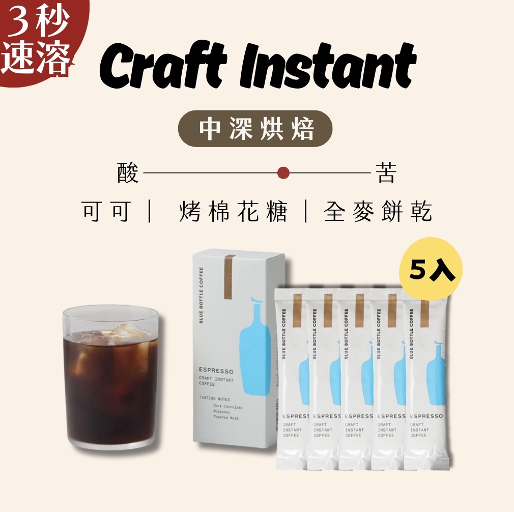 【24H出貨】𝗕𝗹𝘂𝗲 𝗕𝗼𝘁𝘁𝗹𝗲 藍瓶速溶咖啡粉盒裝5入(中深烘焙)