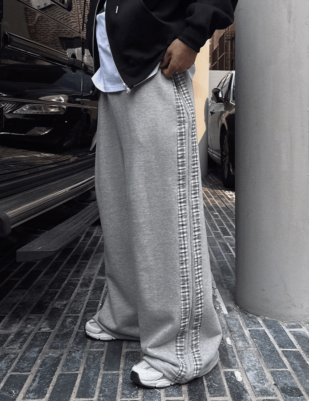 (韓國獨家特價)Market 格紋拼色休閒褲