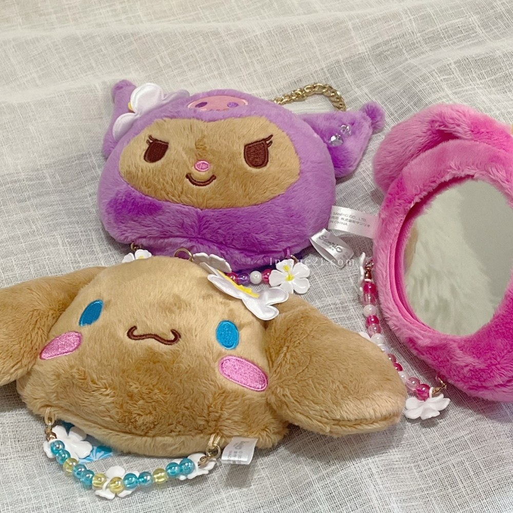 SANRIO 三麗鷗 HELLO KITTY 曬黑 黑皮 日光浴系列 大頭絨毛 鏡子 吊飾