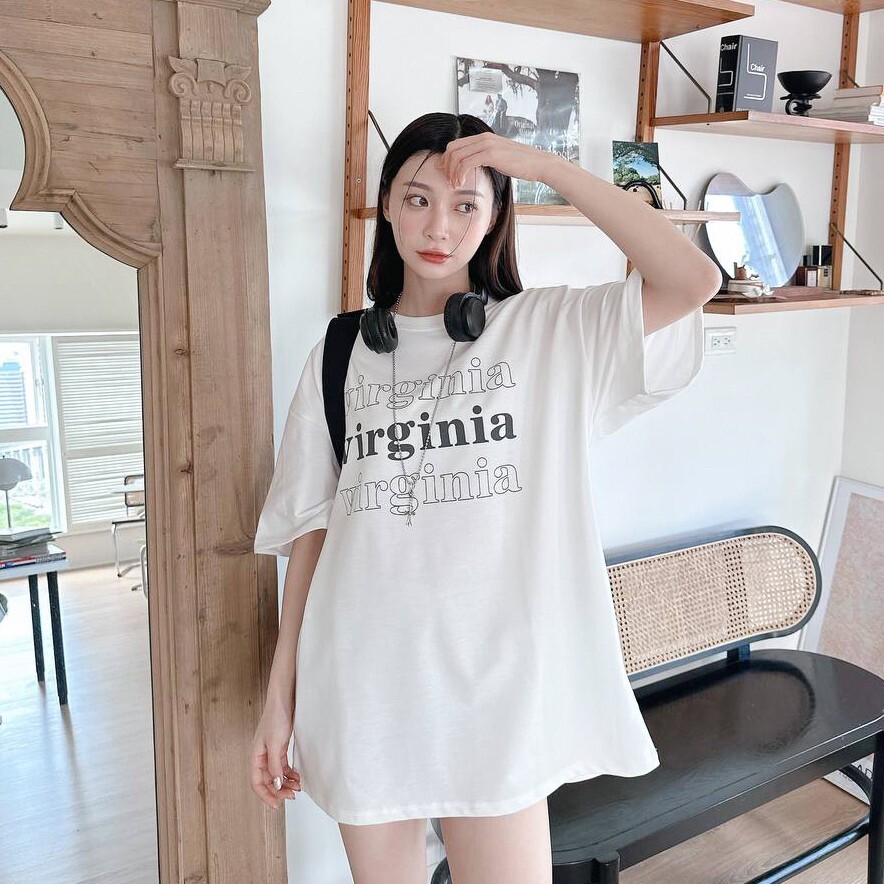Virginia 字母排列短T 白