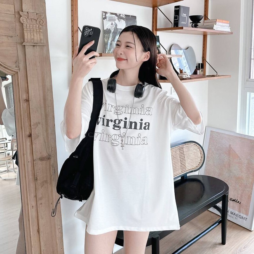 Virginia 字母排列短T 白