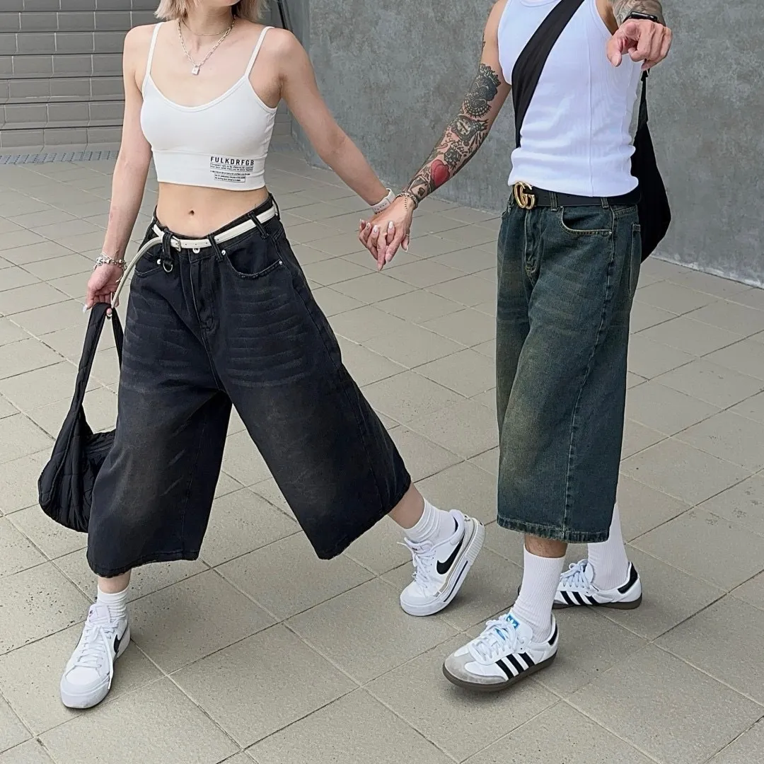 仿舊 刷色 七分 短褲 七分褲 牛仔褲