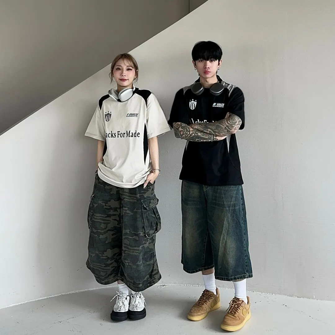 英文 設計 拼接 撞色 短袖