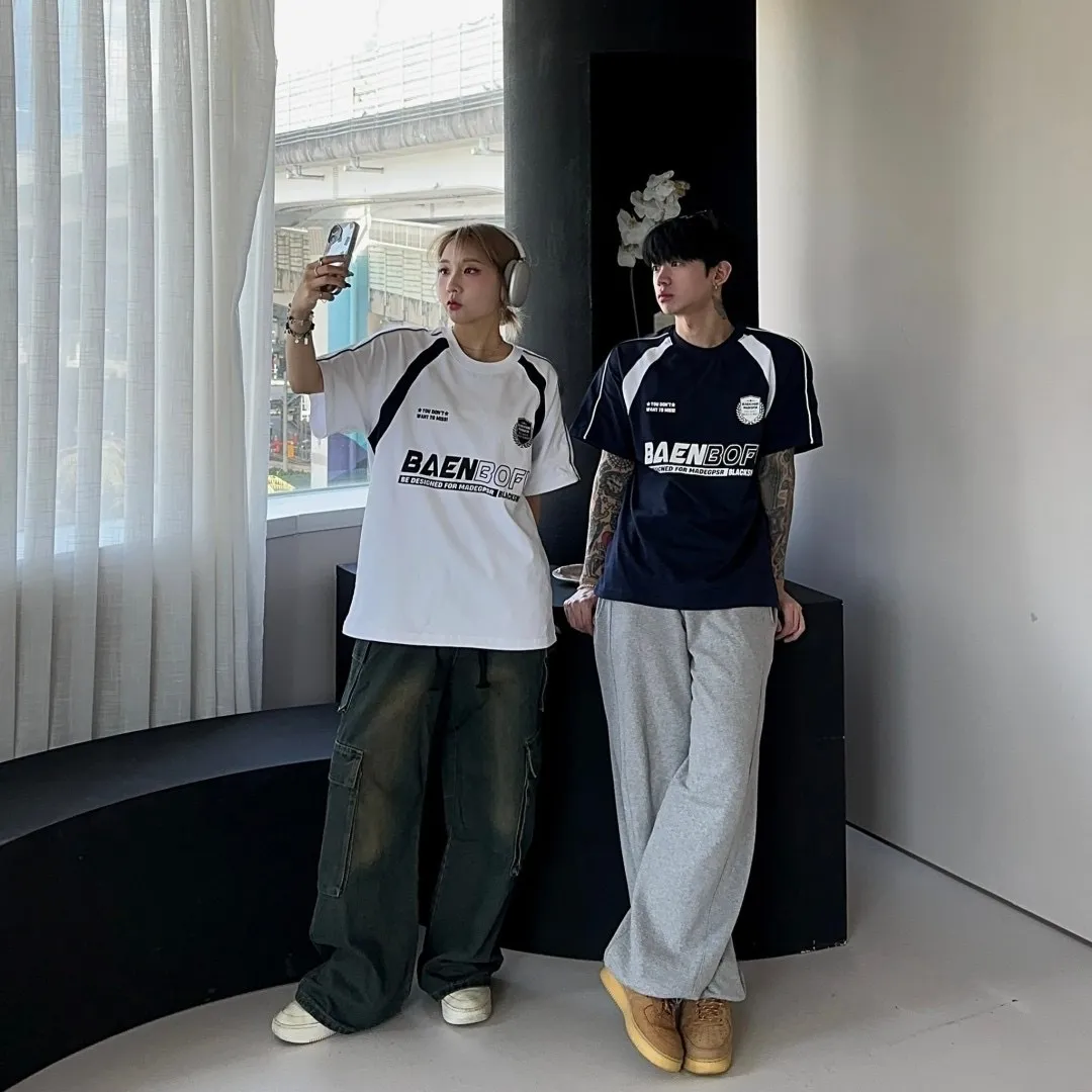 BAEN 徽章 滾邊 拼接 短袖