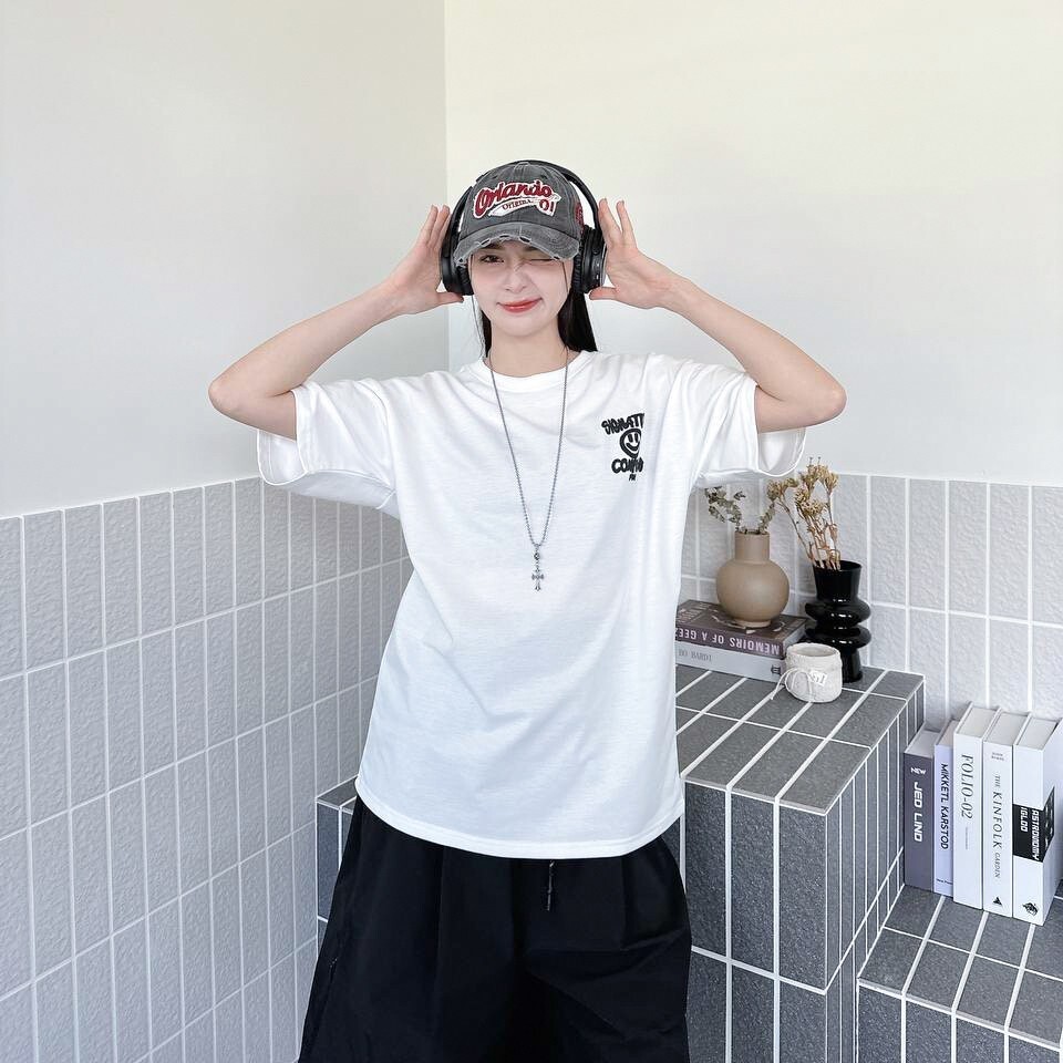 笑臉街頭塗鴉感短T 白