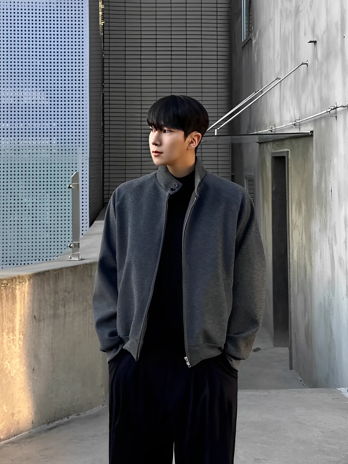 挺版 立領 高級 休閒 外套