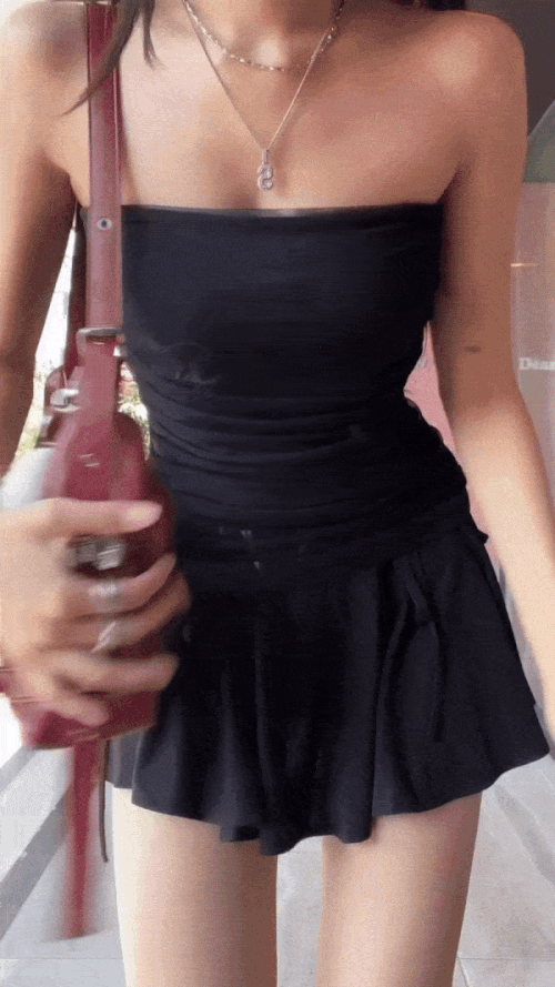 抽繩褶皺迷你裙