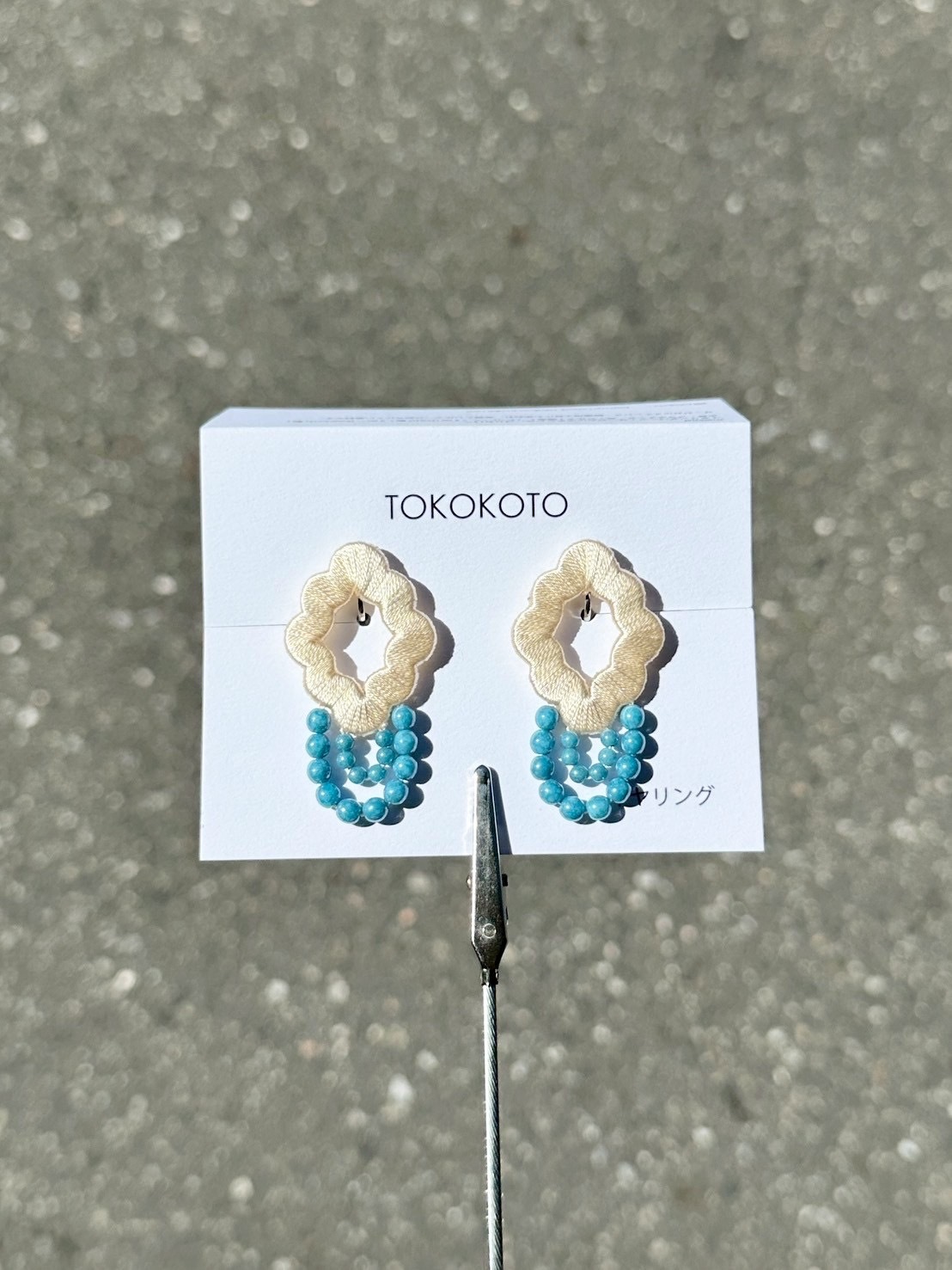 [TOKOKOTO] 刺繡荷葉花朵珠珠耳環 | 香草 | 耳夾 | NO.139