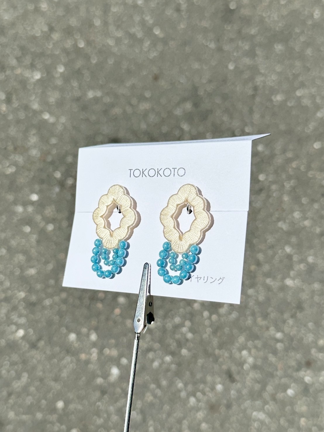 [TOKOKOTO] 刺繡荷葉花朵珠珠耳環 | 香草 | 耳夾 | NO.139