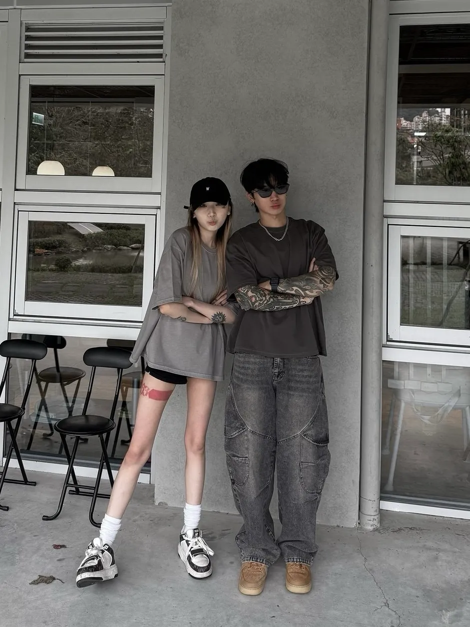 新款 寬版 水洗 素面 短袖