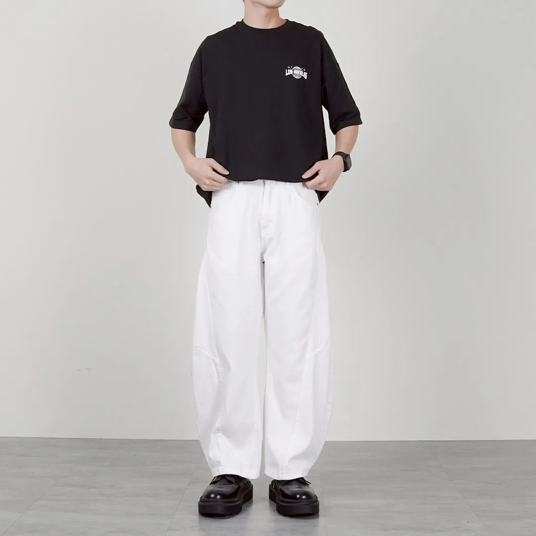 四色 滾邊 刷色 彎刀 牛仔 長褲 彎刀褲