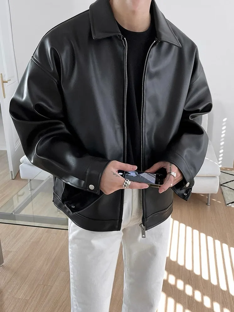 素面 簡約 百搭 男女 皮外套