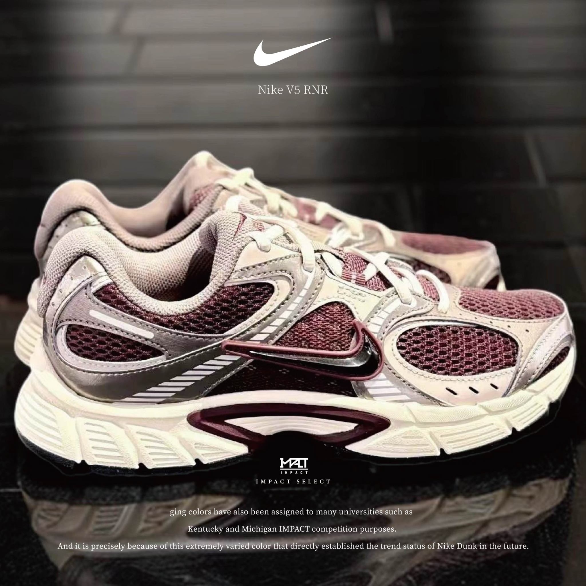 Nike V5 RNR 透氣 復古老爹鞋 男鞋 3M反光 酒紅 波爾多紅 HJ5228-600