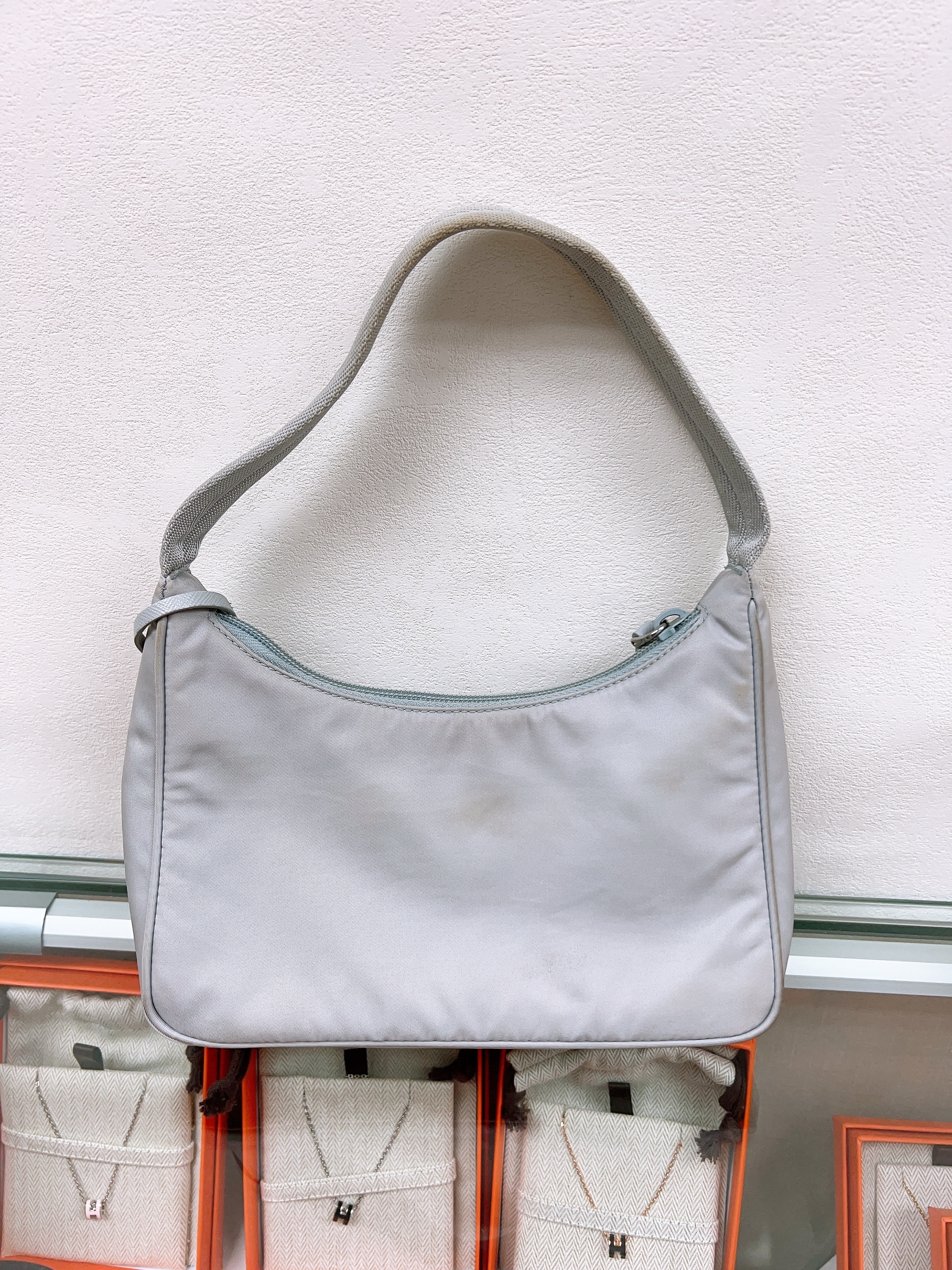 Prada re-nylon hobo grey
