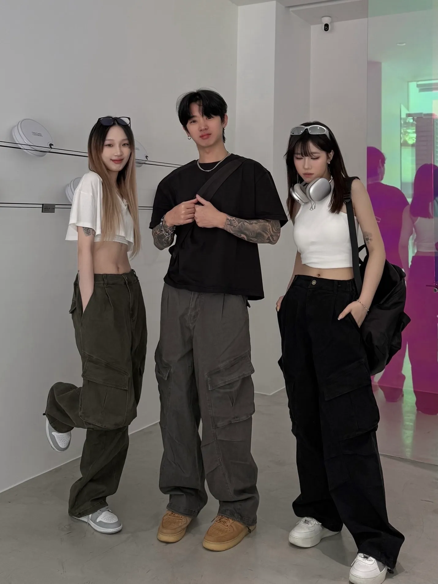 街頭 寬版 水洗 工裝 口袋 長褲