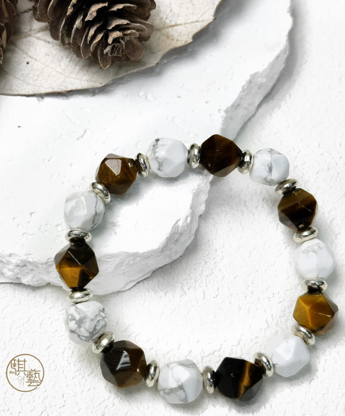 黑曜石虎眼石白松石設計款手串｜天然水晶 熱銷人氣 防護能量 招財守護 情緒平衡 百搭收藏