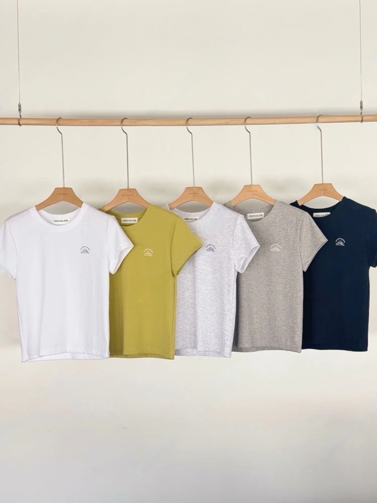 正韓圓領斑駁英字短T
