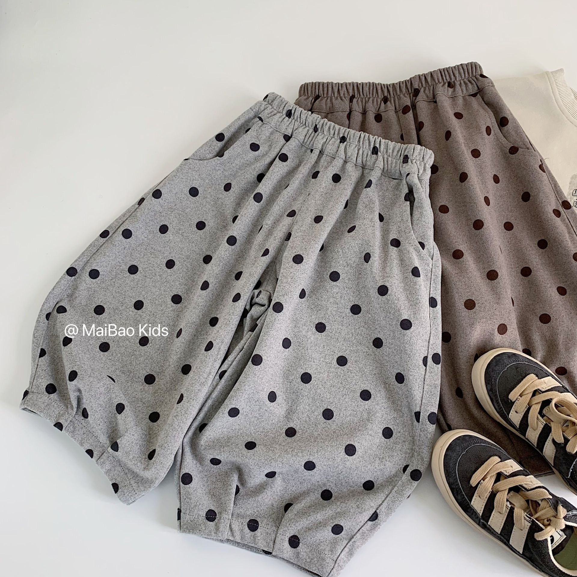 秋季波點寬鬆長褲