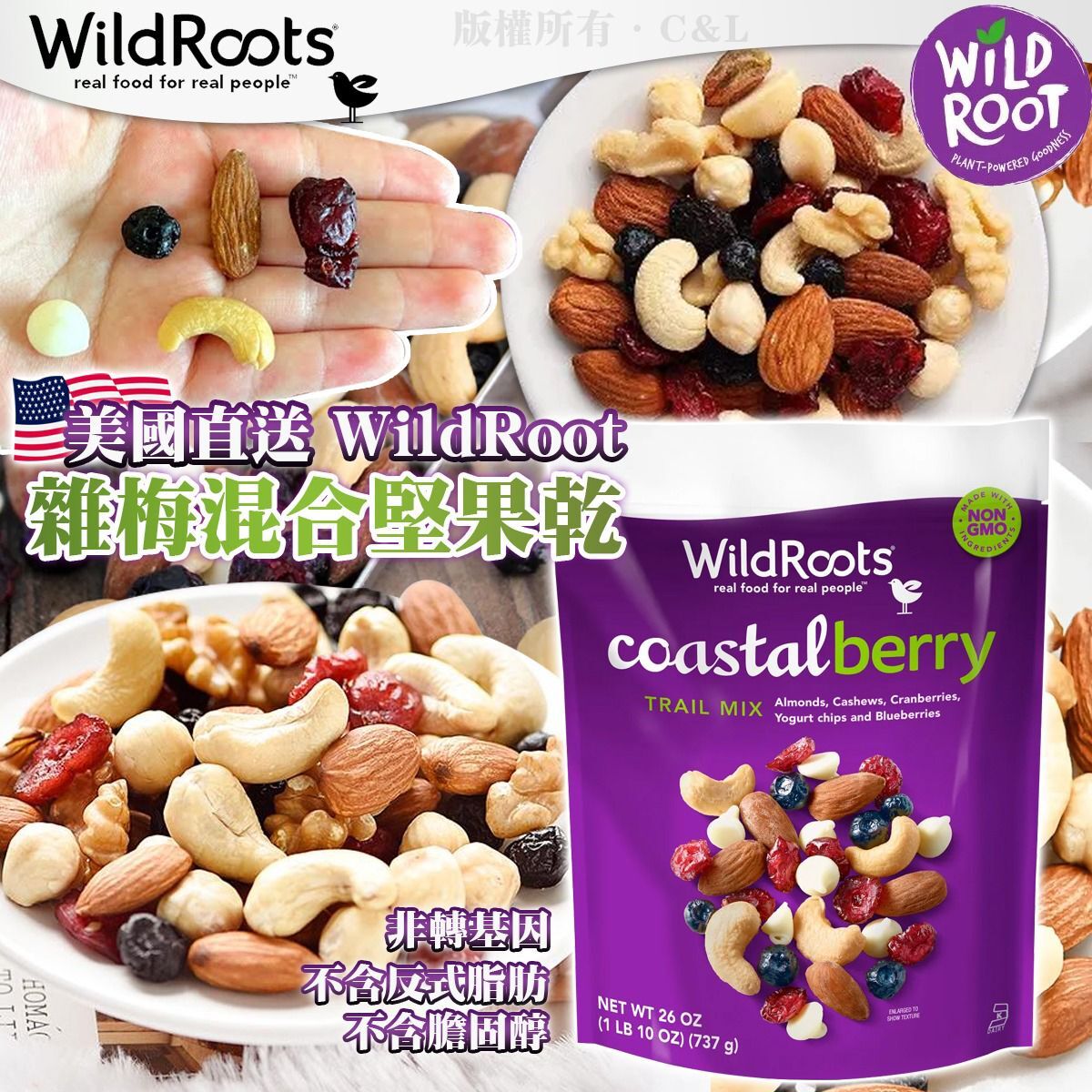 美國直送 WildRoot 雜梅混合堅果乾
