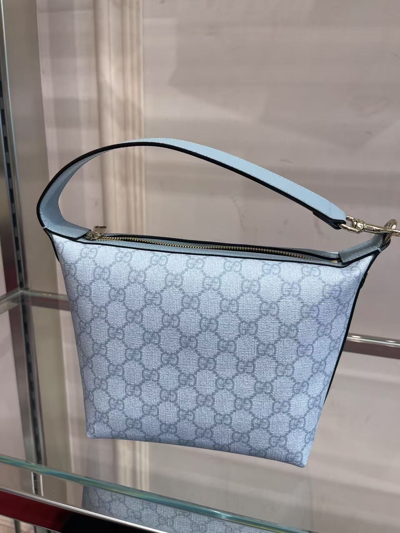 Gucci GG Supreme Web Tonal Shoulder Bag Grey 795170