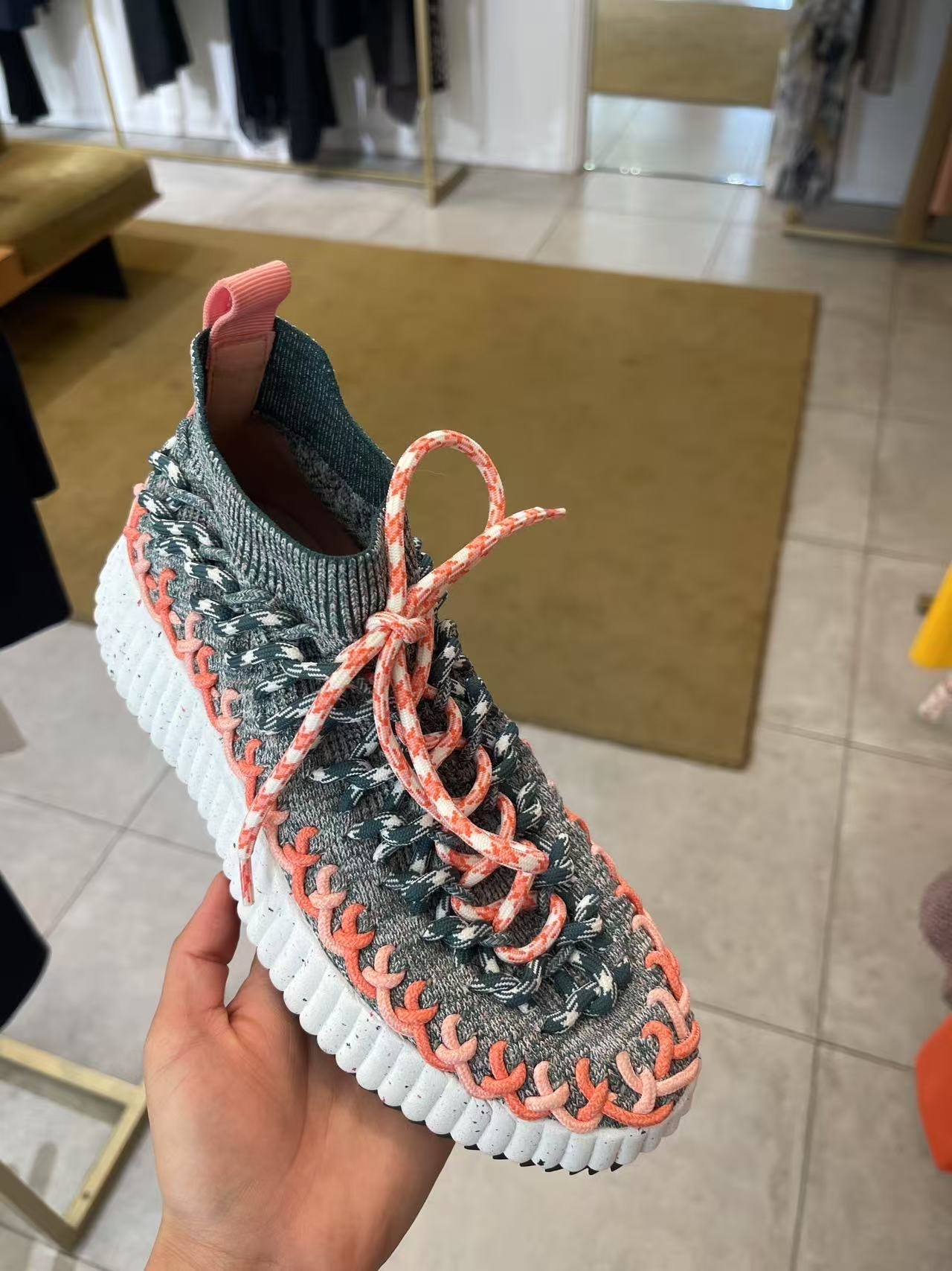 Chloe knit socks sneakers Grey & Pink