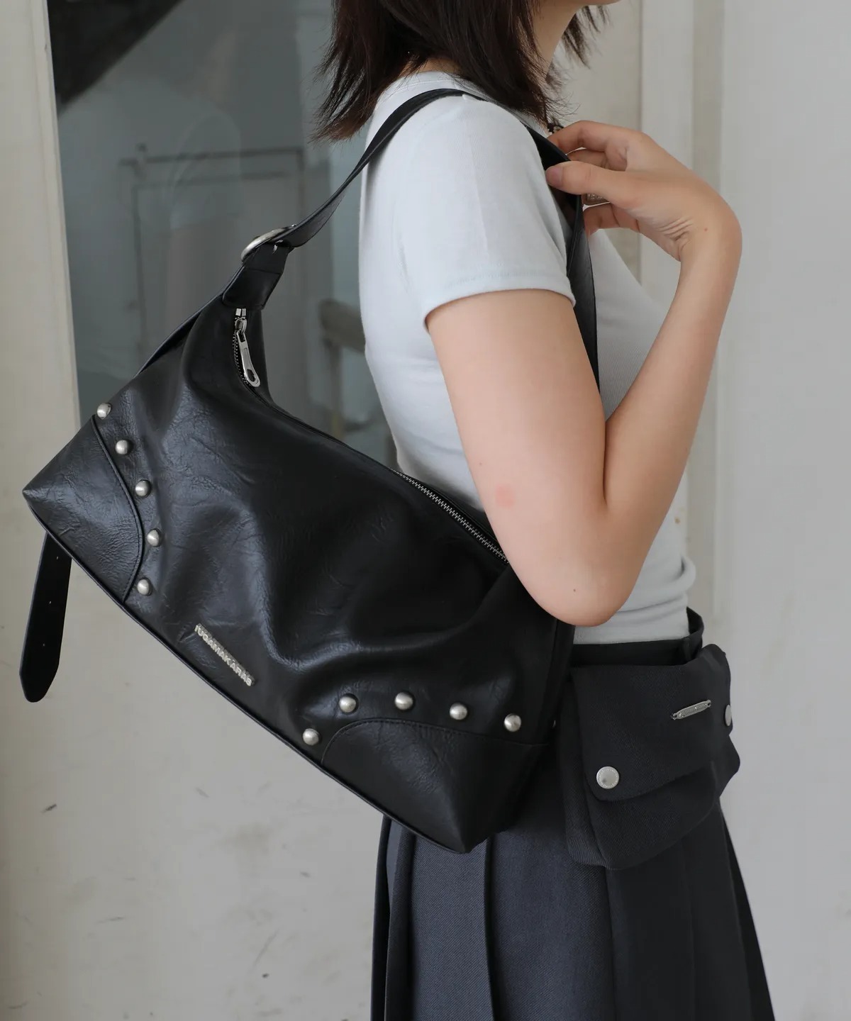 IUGAMAKARAS Studded Hobo Bag