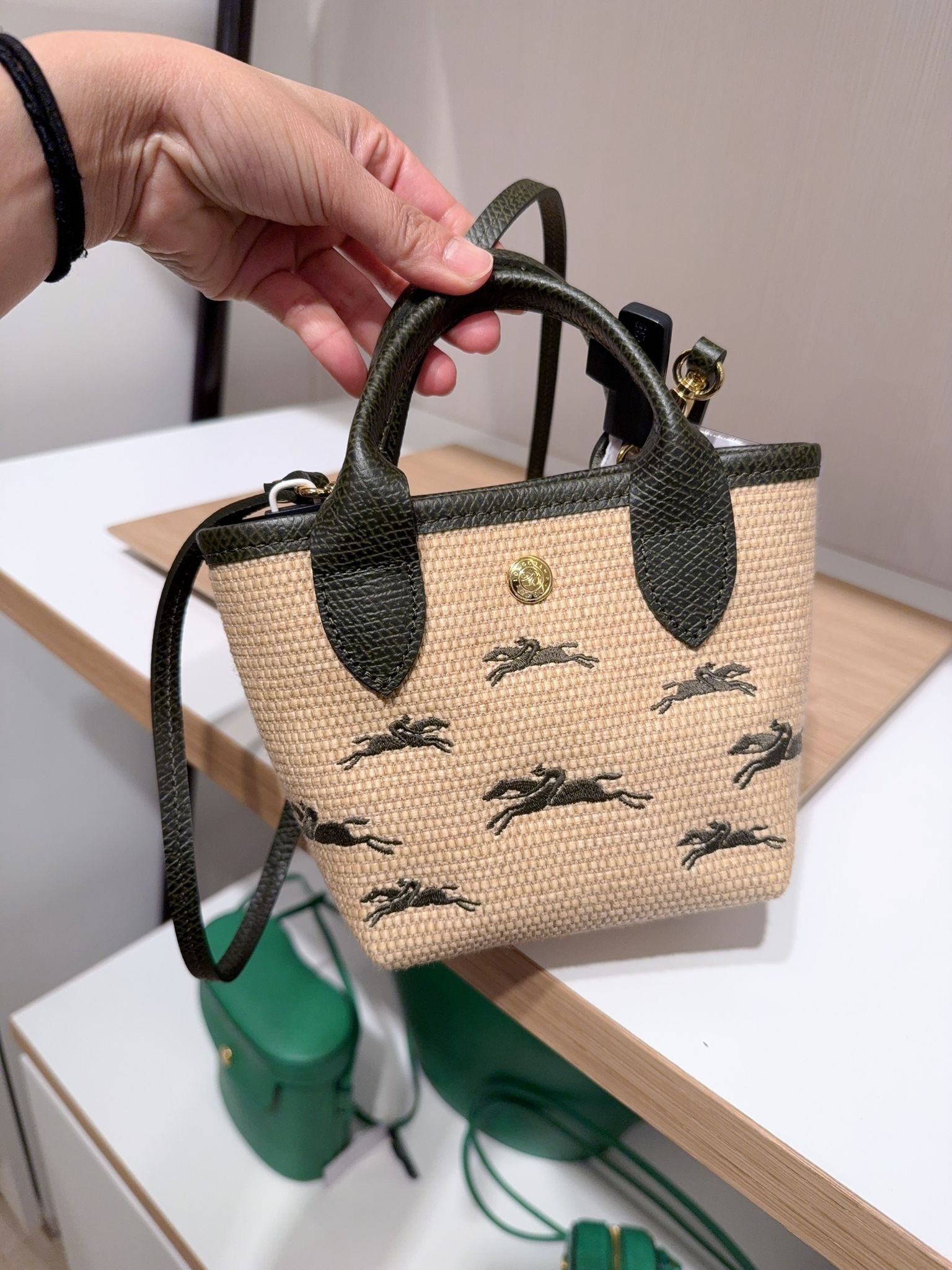 Longchamp Raffia XS Tote bag Green 10206