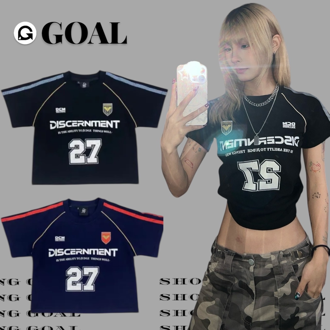 (GOAL) DCM 女生短版 數字 球衣 復古 修身 27