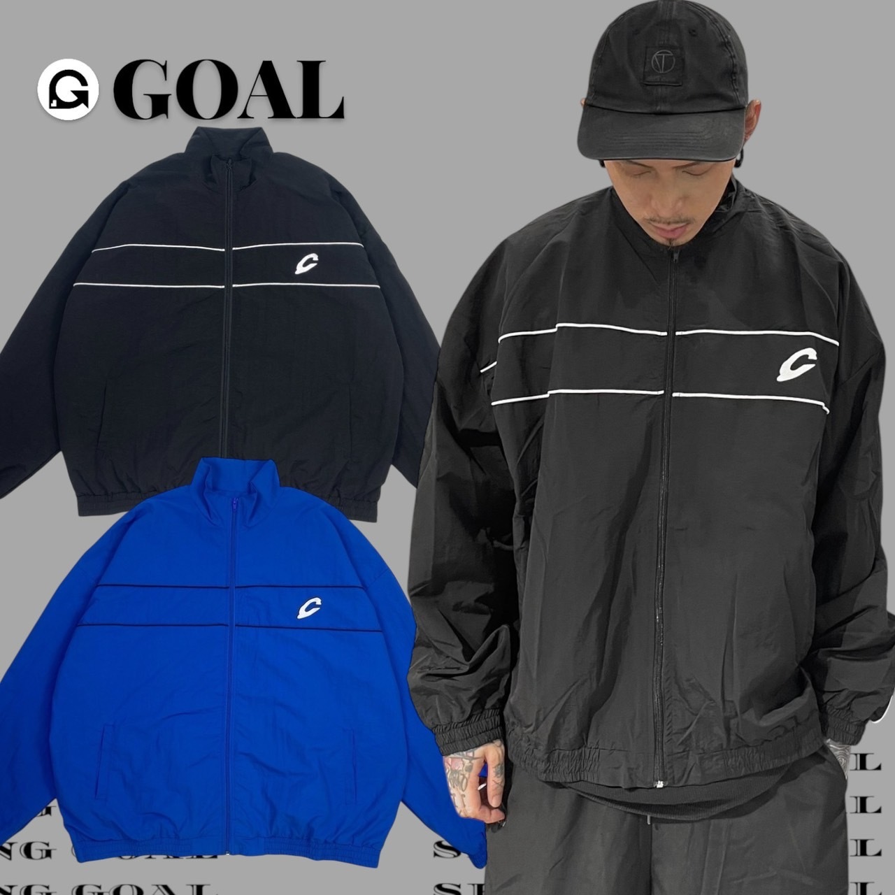 (GOAL) C字 尼龍外套 線條 折線 風衣外套 98221