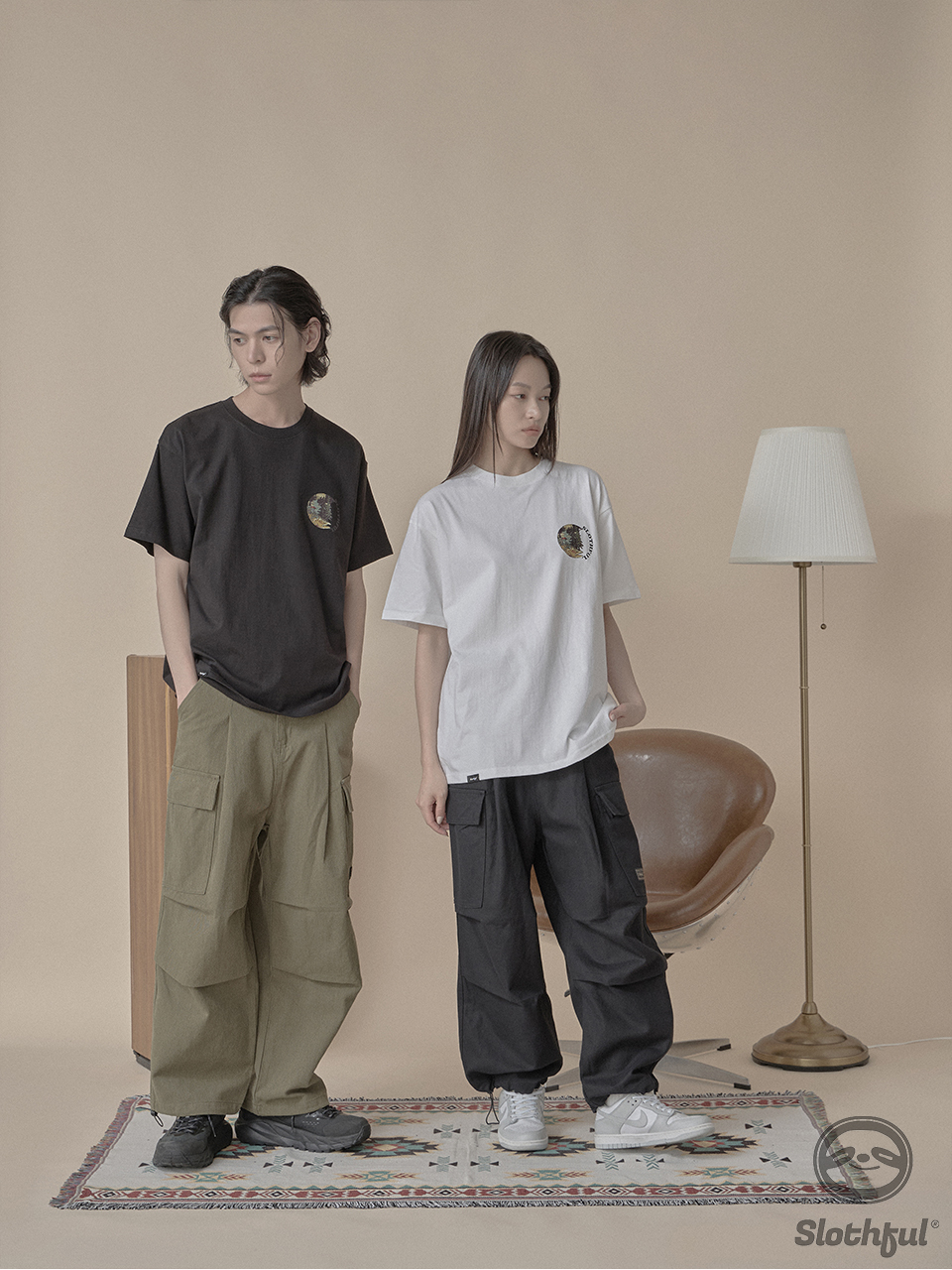 斜紋厚磅打摺工裝錐形褲