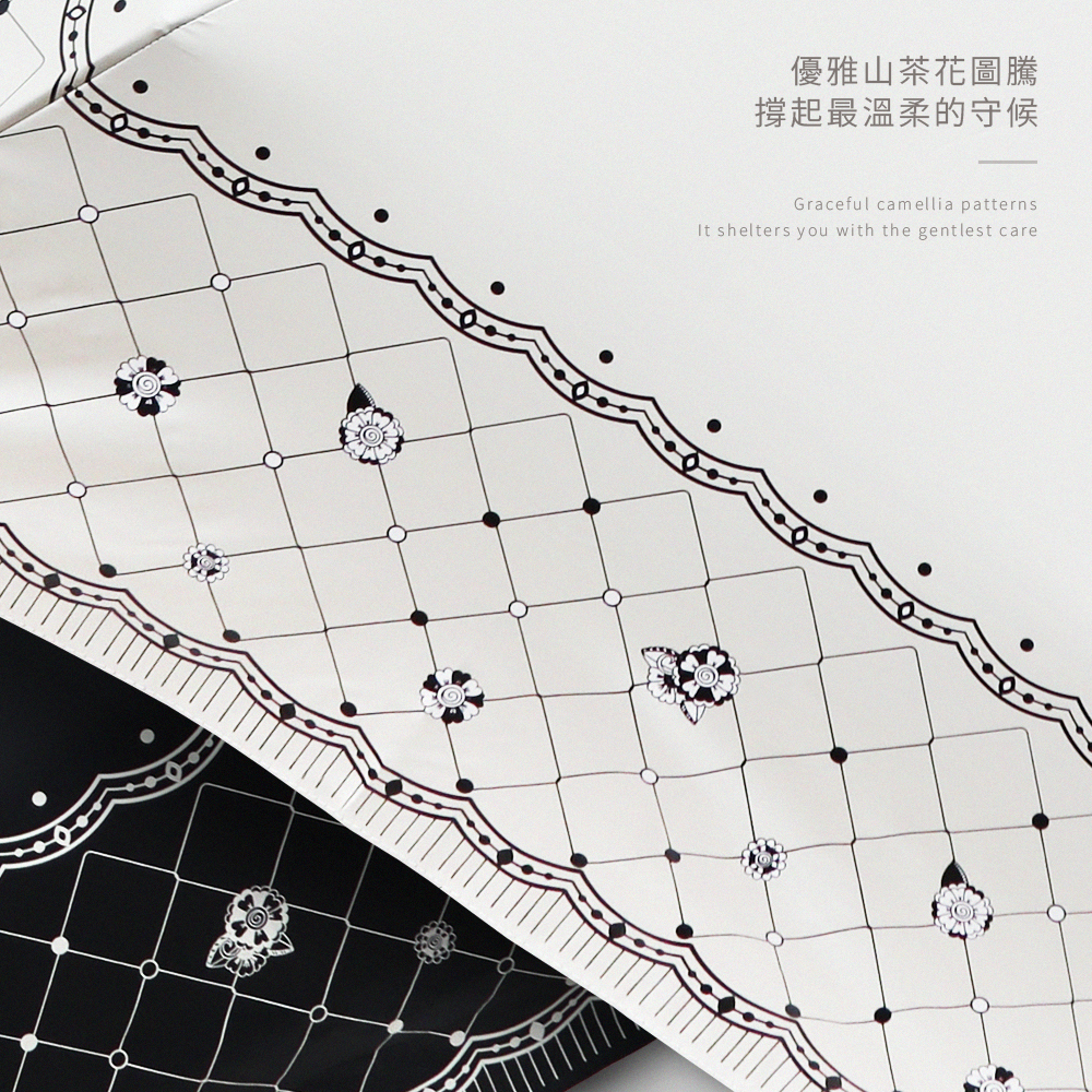 降溫10℃涼感山茶花自動傘,2025新色上市,經典白山茶花,令人愛不釋手的雨傘圖騰花樣